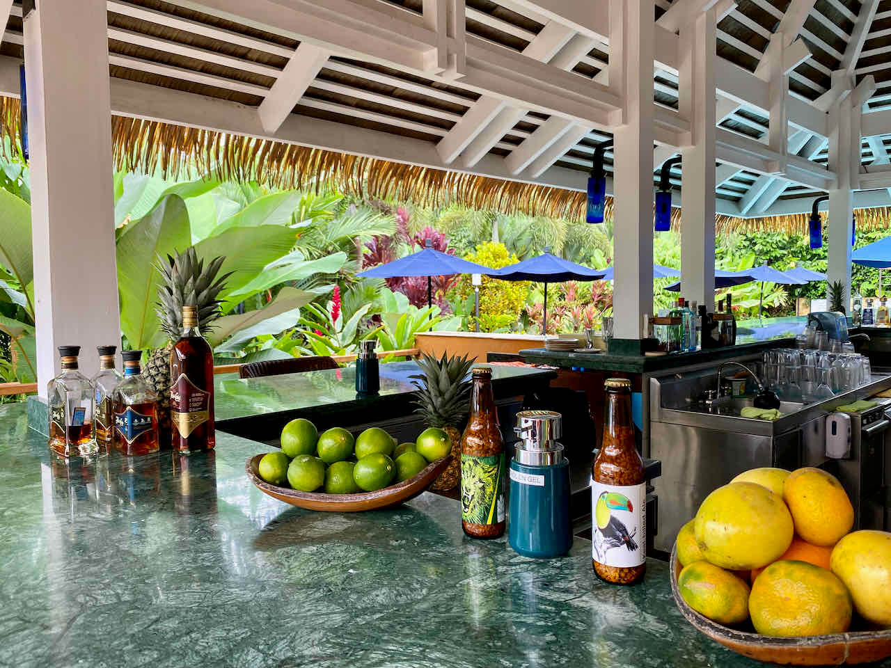 Fresh tropical fruit on the bar at Nayara Springs Hotel in Costa Rica. 