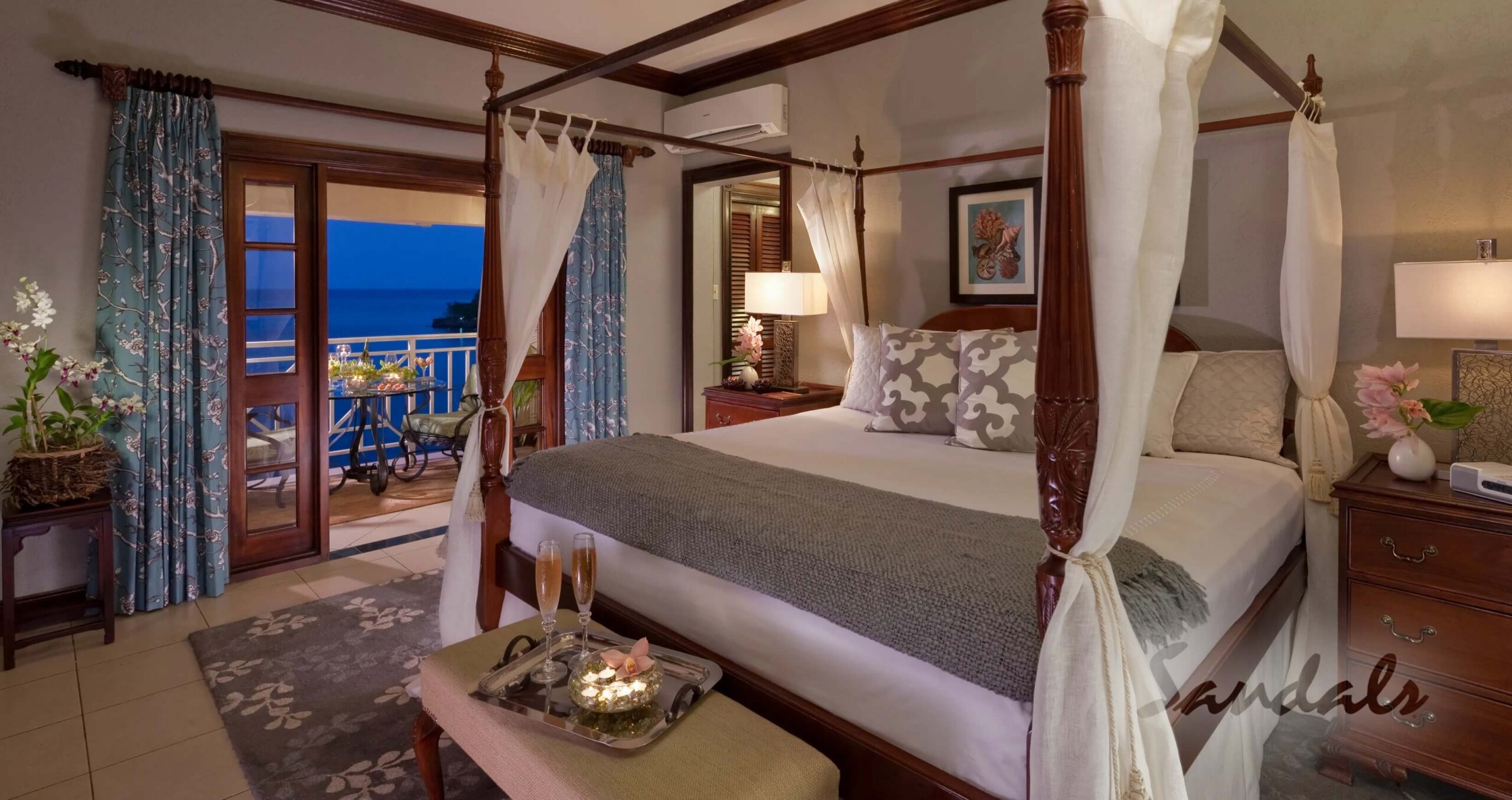Romantic honeymoon suite at Sandals Resort in Jamaica at Sandals Royal Plantation.