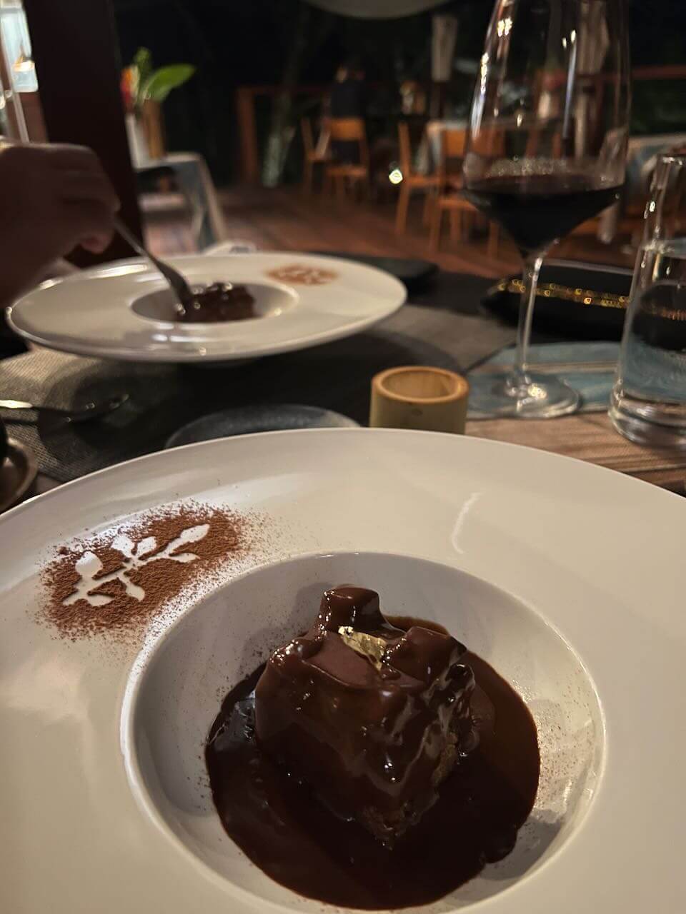 chocolate dessert at secret bay in dominica