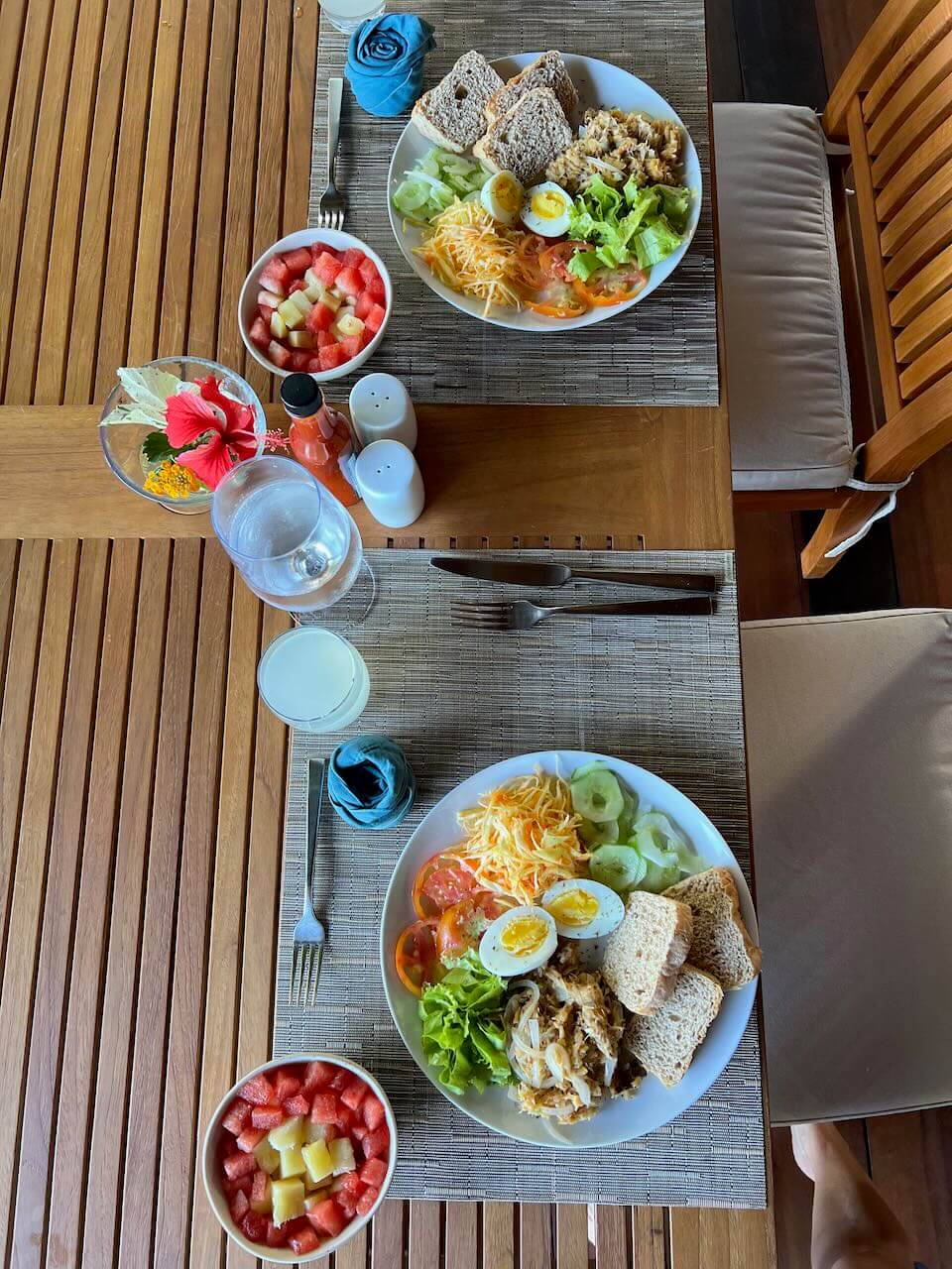 local caribbean breakfast at secret bay in dominica