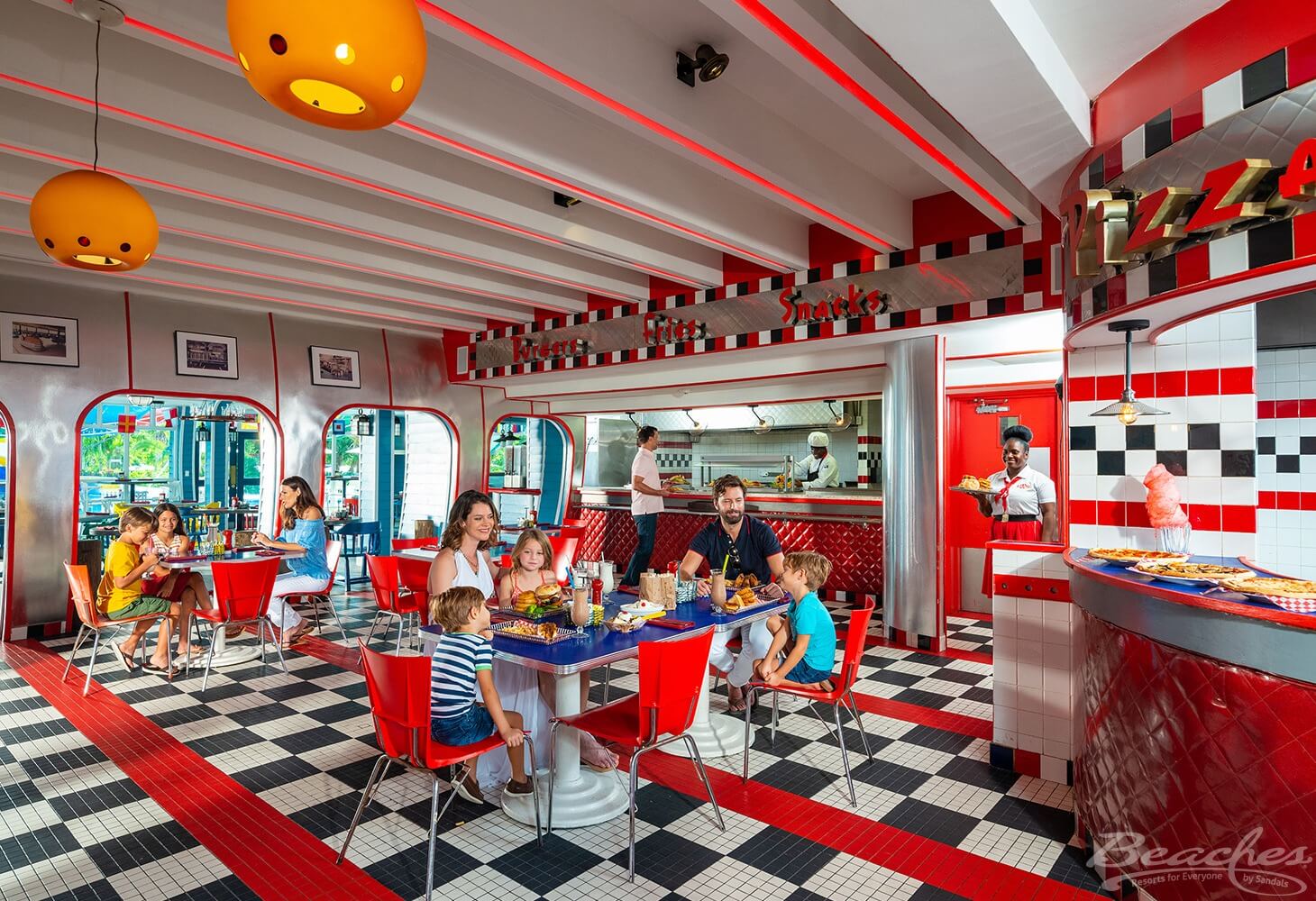 vintage diner at beaches turks and caicos checkered tile 